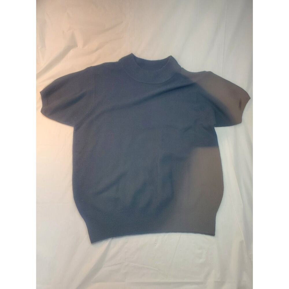 TanJay S/S Mock Neck Sweater Knitted Short Sleeves Black Women's Size Medium